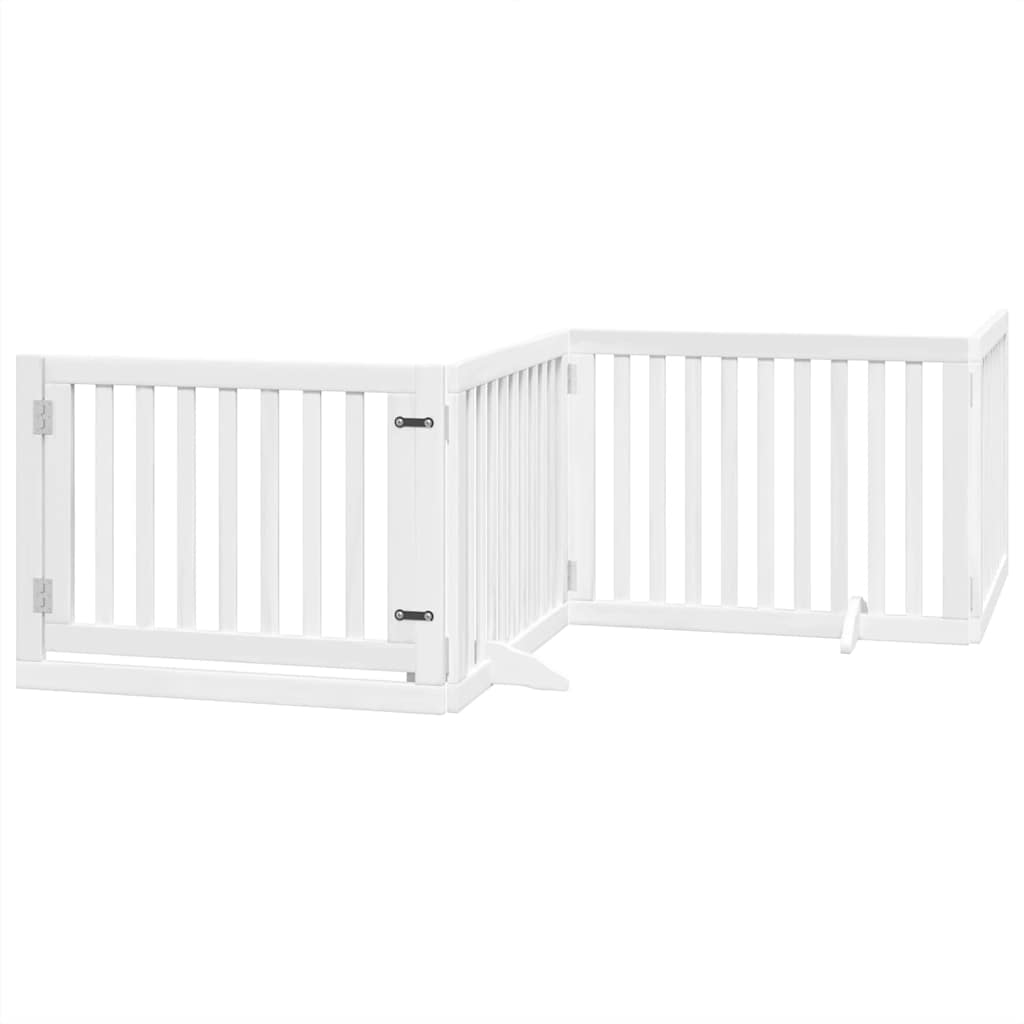 Vidaxx puerta para perros plegable con puerta 6 paneles 480 cm madera de álamo blanco