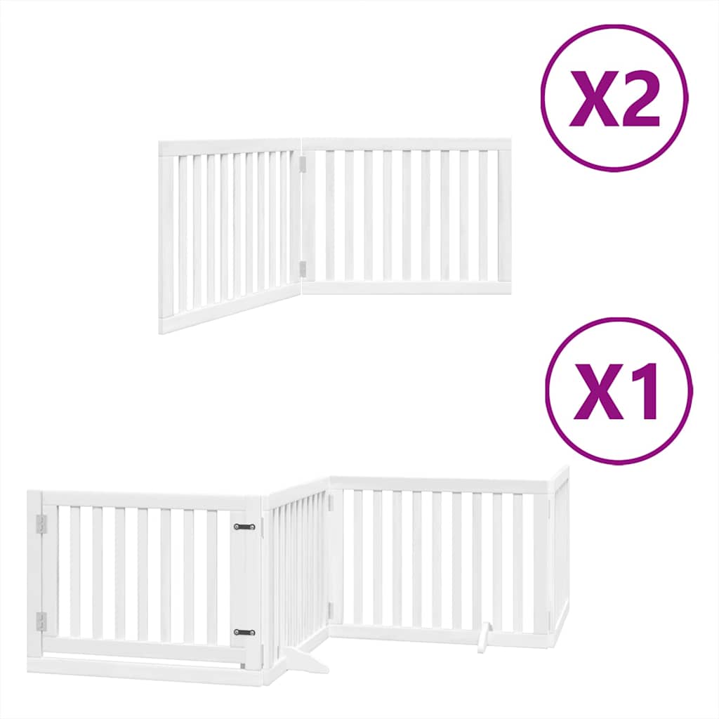 Vidaxx puerta para perros plegable con puerta 8 paneles 640 cm madera de álamo blanco