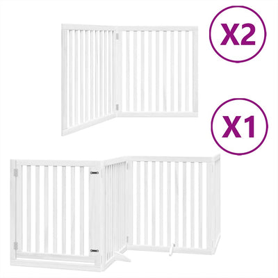 Vidaxx puerta para perros plegable con puerta 8 paneles 640 cm madera de álamo blanco