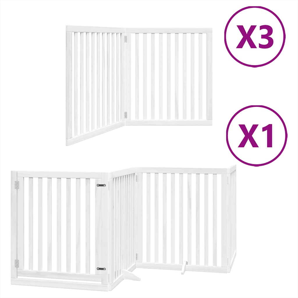 Vidaxx puerta para perros plegable con puerta 10 paneles 800cm madera de álamo blanco