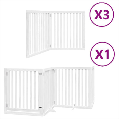Cancello per cani pieghevole Vidaxx con porta 10 pannelli 800 cm in legno di pioppo bianco