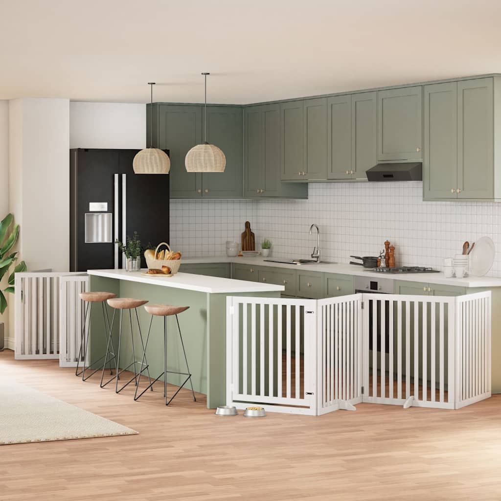 Vidaxx puerta para perros plegable con puerta 10 paneles 800cm madera de álamo blanco