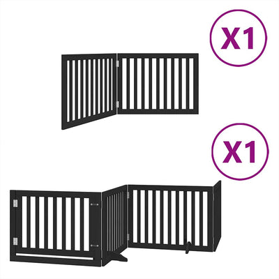 Cancello per cani pieghevole Vidaxx 6 pannelli 480 cm in legno di pioppo nero