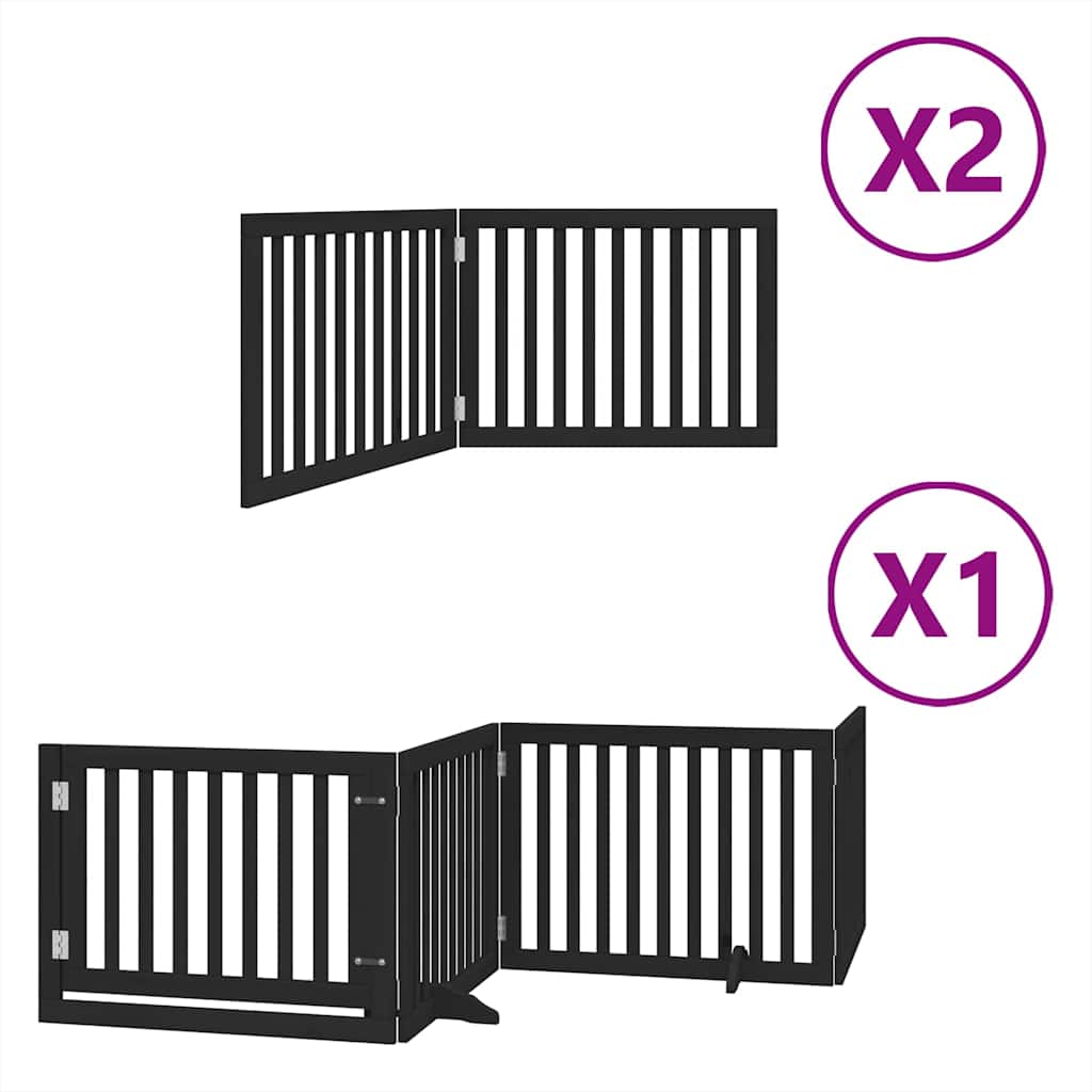 Vidaxx puerta para perros plegable 8 paneles 640 cm madera de álamo negro