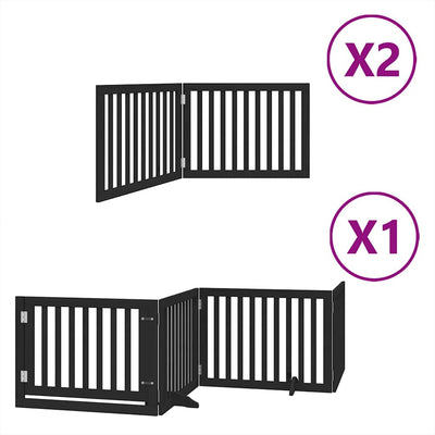 Cancello per cani pieghevole Vidaxx 8 pannelli 640 cm in legno di pioppo nero