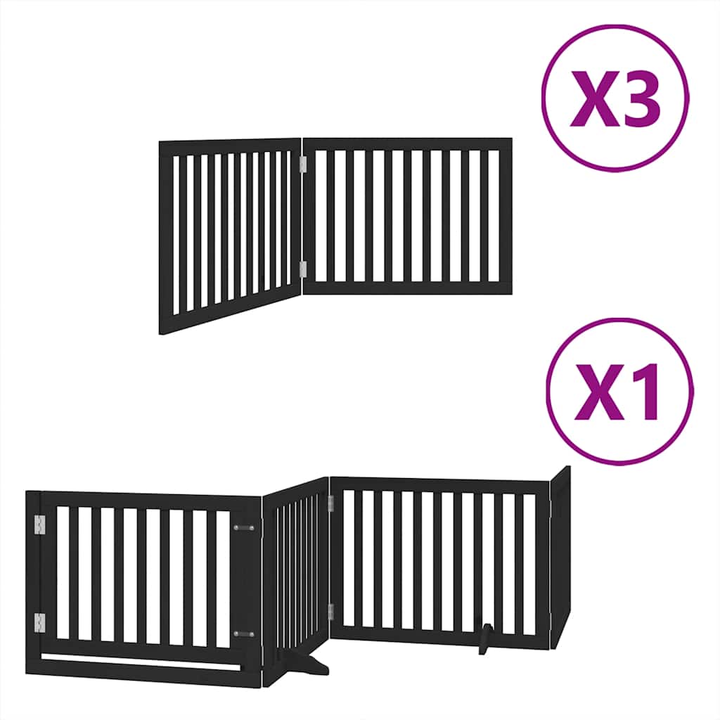 Vidaxl puerta para perros plegable 10 paneles 800 cm madera de álamo negro