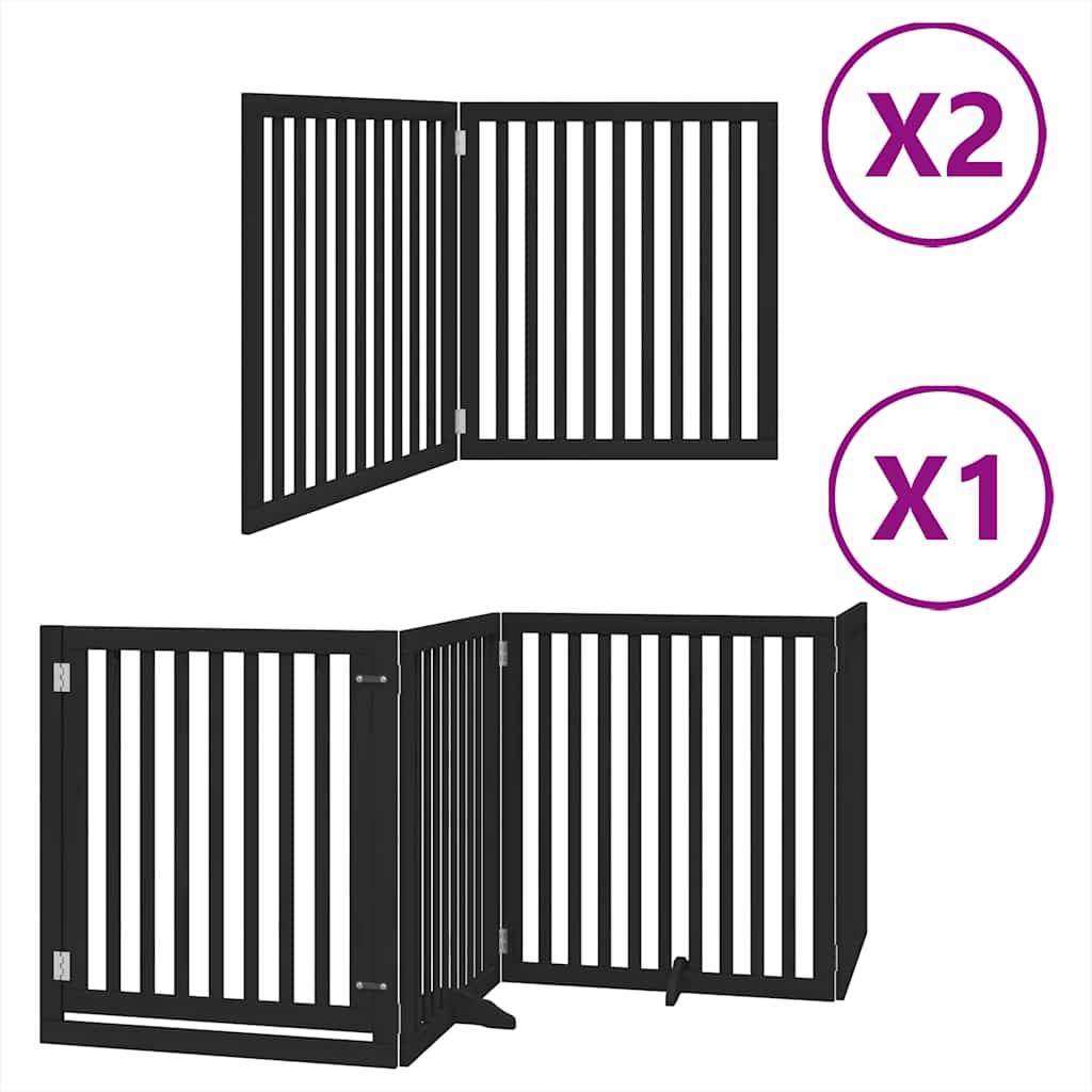 Vidaxx puerta para perros plegable 8 paneles 640 cm madera de álamo negro