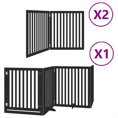 Cancello per cani pieghevole Vidaxx 8 pannelli 640 cm in legno di pioppo nero