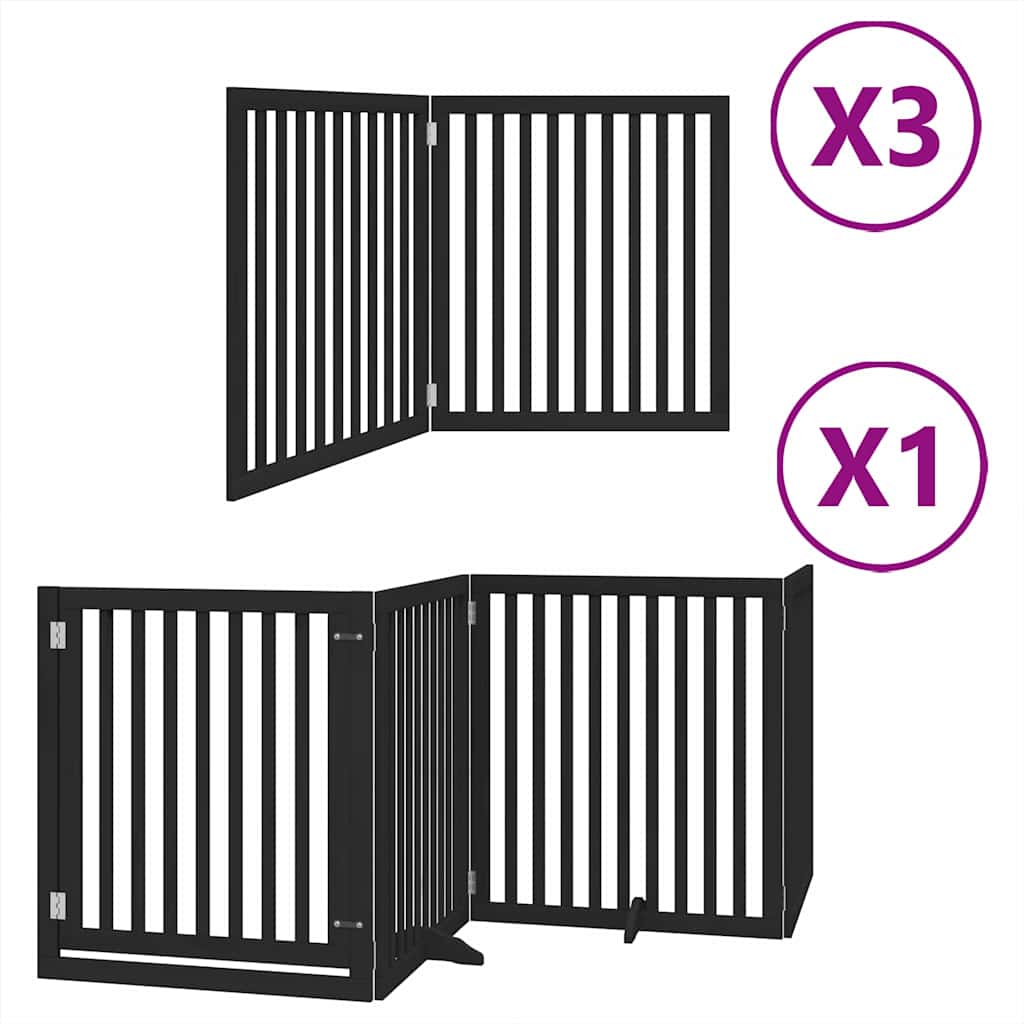 Vidaxl puerta para perros plegable 10 paneles 800 cm madera de álamo negro