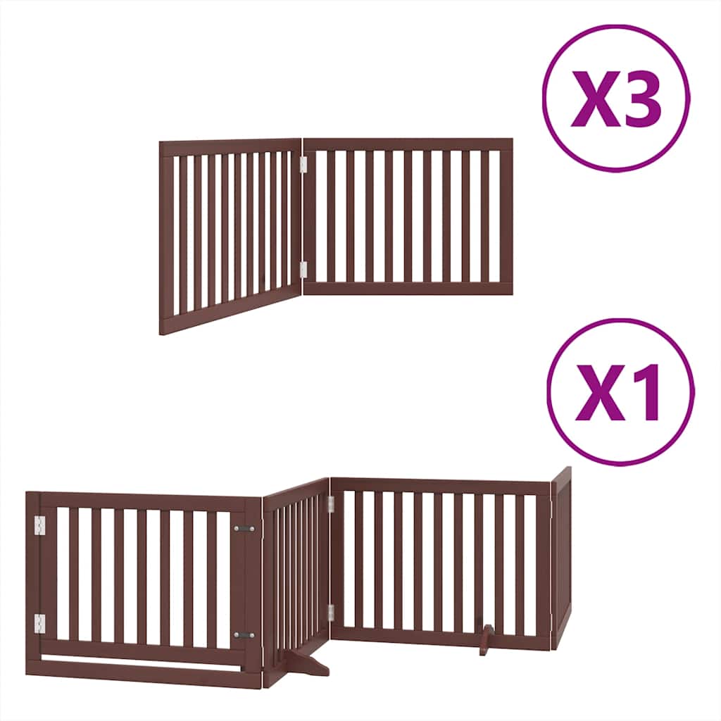 Vidaxl puerta para perros plegable 10 paneles 800 cm madera de álamo marrón