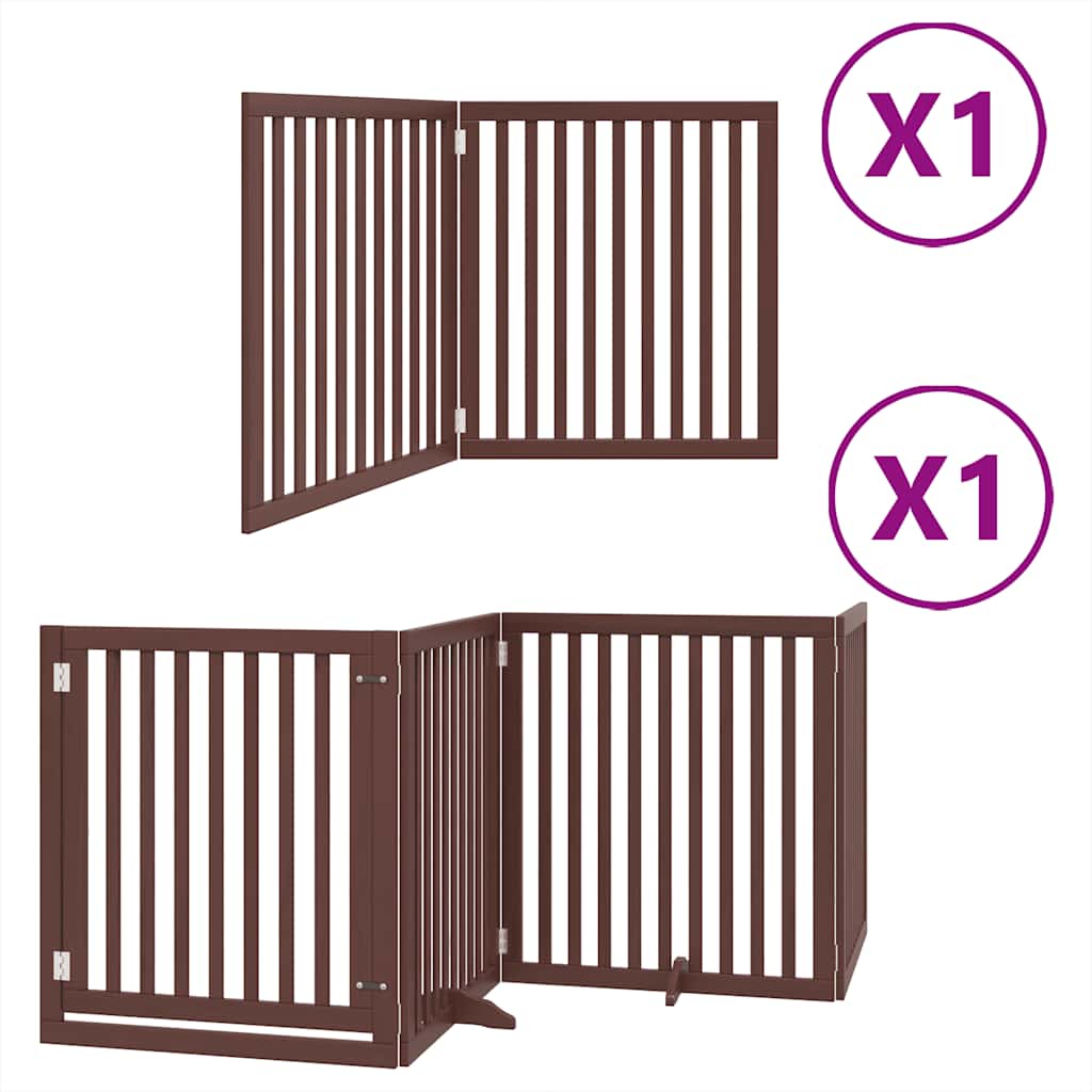 Vidaxl puerta para perros plegable 6 paneles 480 cm madera de álamo marrón
