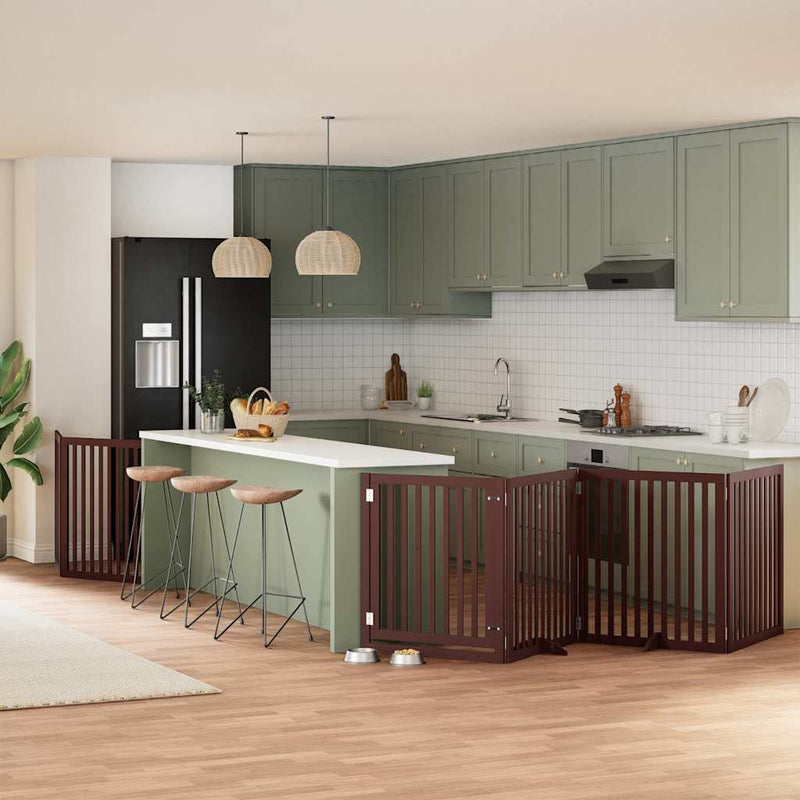 Vidaxl puerta para perros plegable 6 paneles 480 cm madera de álamo marrón