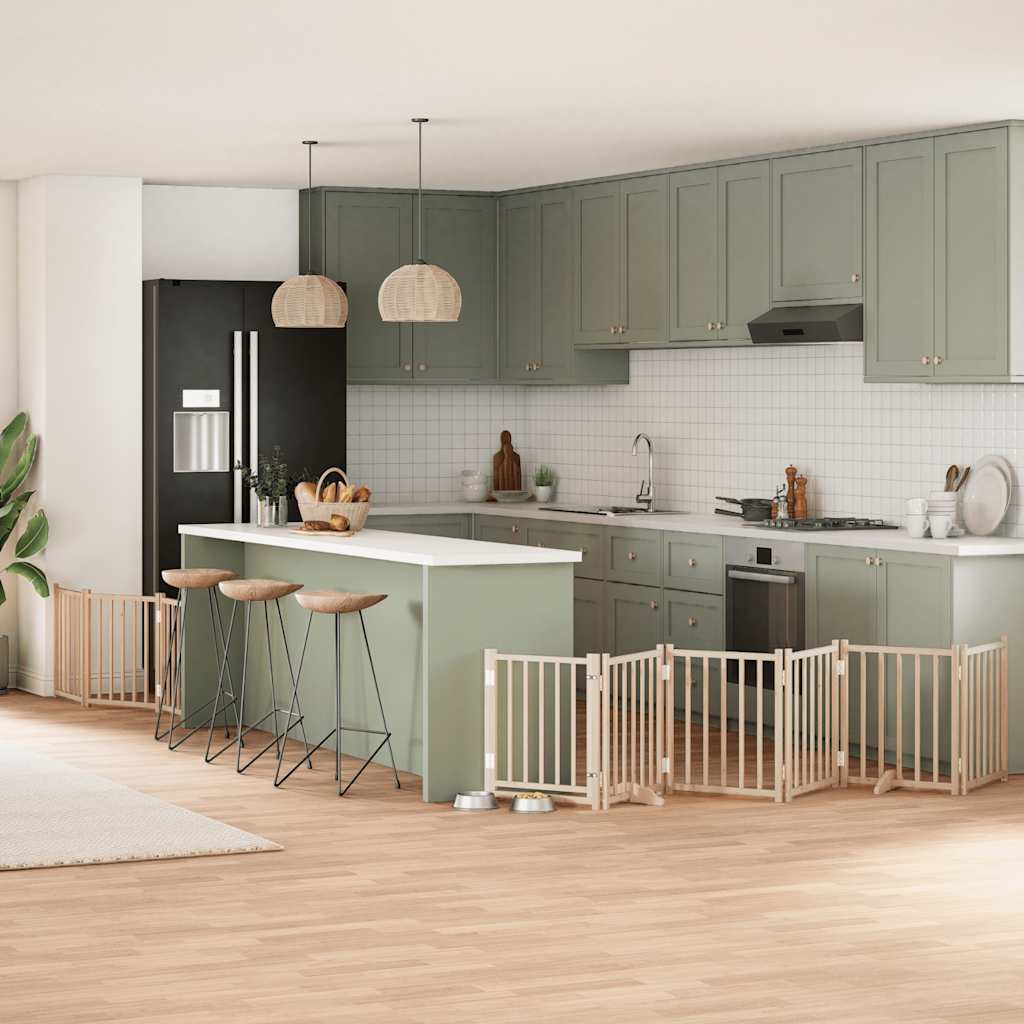 Vidaxx puerta plegable para perros con puerta 9 paneles 450 cm madera de álamo