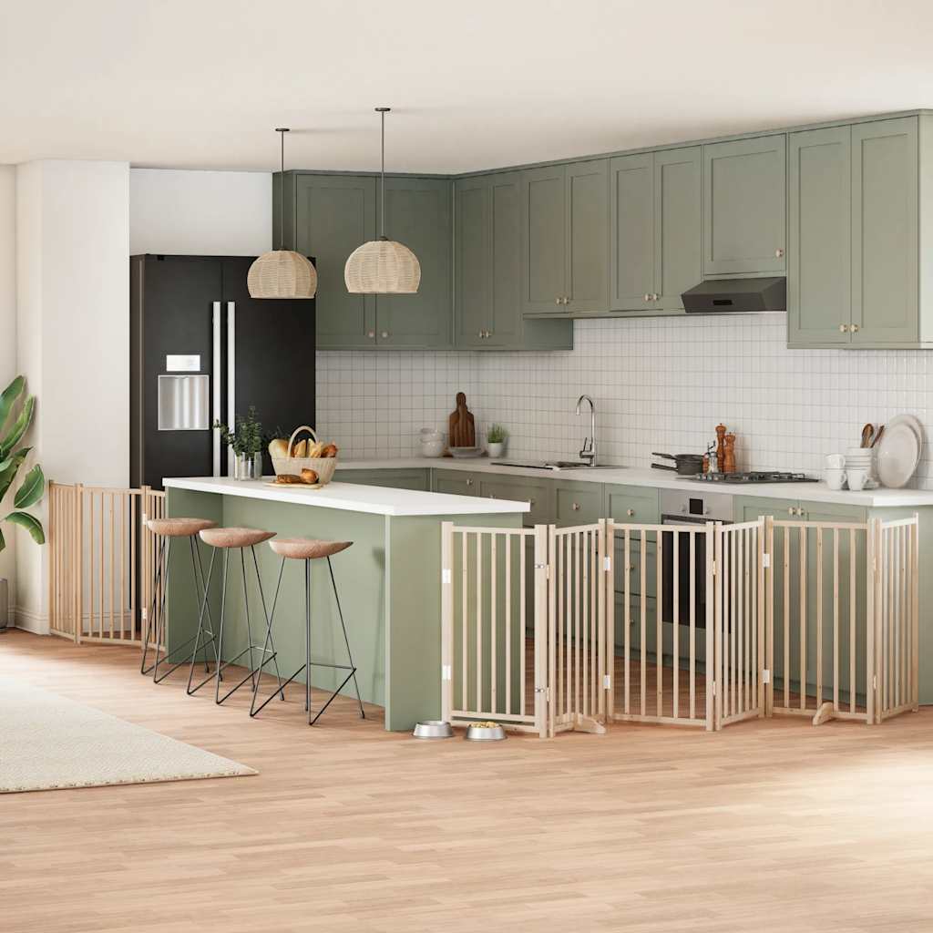 Vidaxx puerta plegable para perros con puerta 9 paneles 450 cm madera de álamo