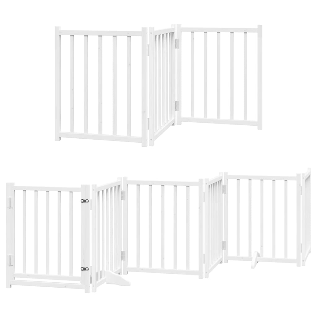 Cancello per cani pieghevole Vidaxx con porta 9 pannelli 450 cm in legno di pioppo bianco
