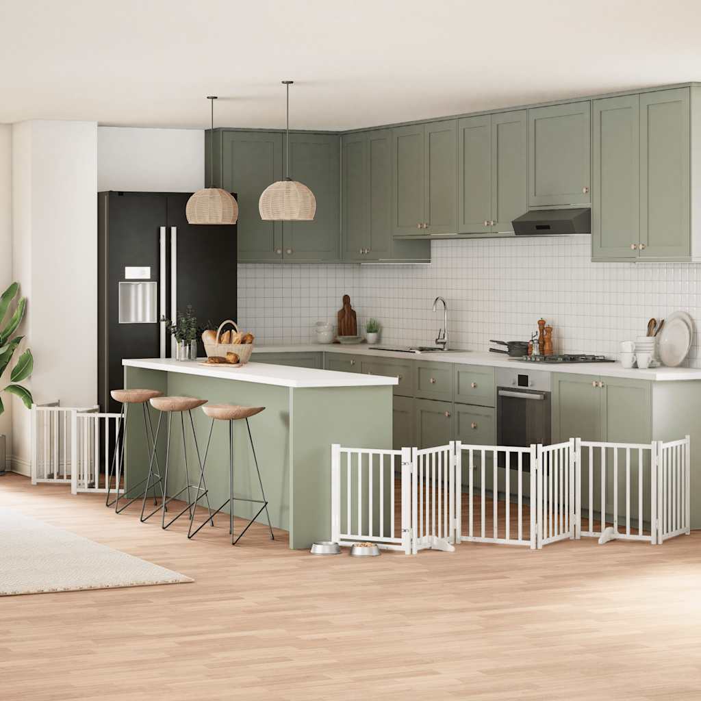 Vidaxx puerta para perros plegable con puerta 15 paneles 750cm madera de álamo blanco