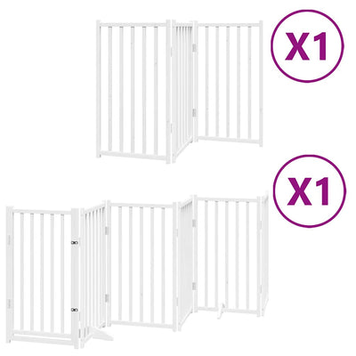 Vidaxx puerta para perros plegable con puerta 9 paneles 450 cm madera de álamo blanco