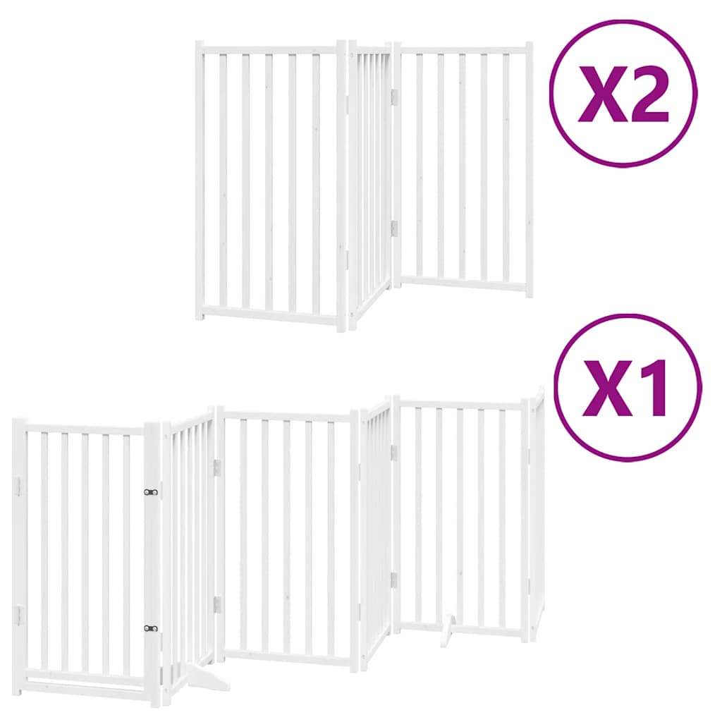 Vidaxx puerta para perros plegable con puerta 12 paneles 600cm madera de álamo blanco