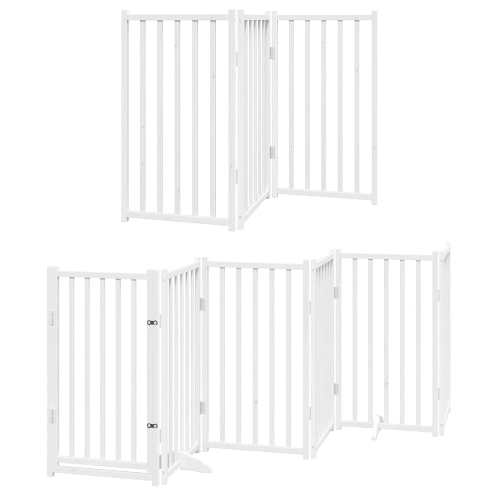 Vidaxx puerta para perros plegable con puerta 12 paneles 600cm madera de álamo blanco
