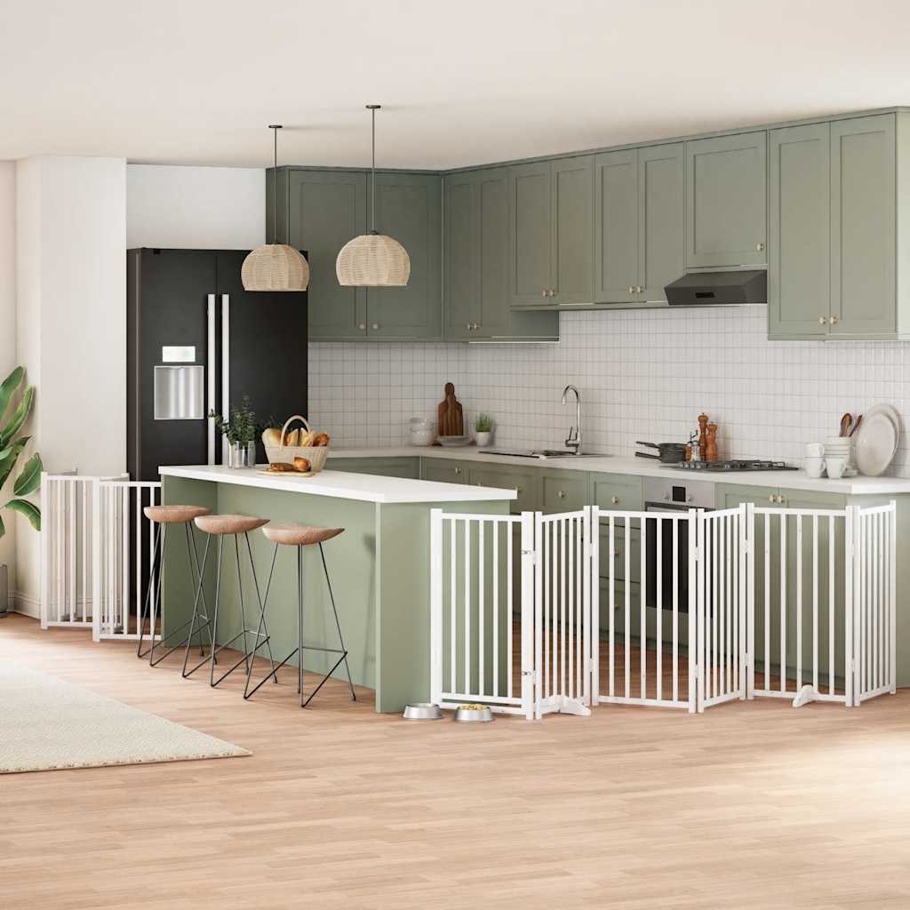 Vidaxx puerta para perros plegable con puerta 12 paneles 600cm madera de álamo blanco