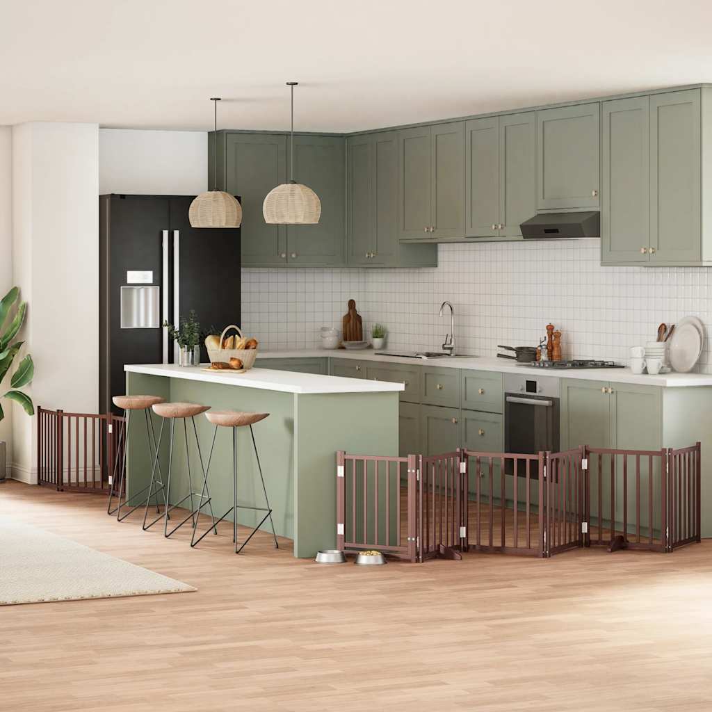 Vidaxx puerta para perros plegable 9 paneles 450 cm madera de álamo marrón