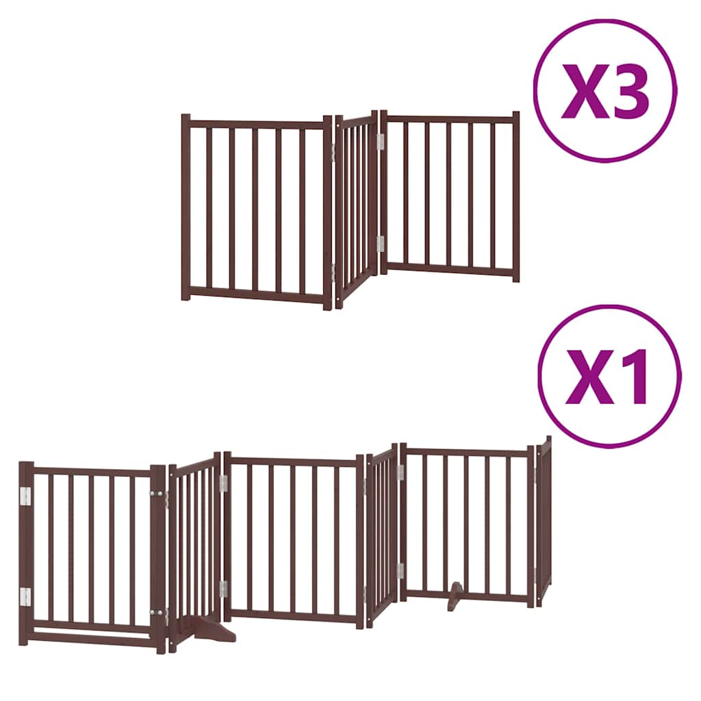 Vidaxl puerta para perros plegable 15 paneles 750 cm madera de álamo marrón