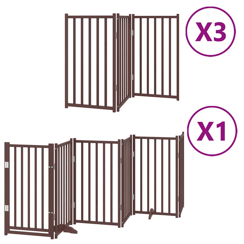 Vidaxl puerta para perros plegable 15 paneles 750 cm madera de álamo marrón