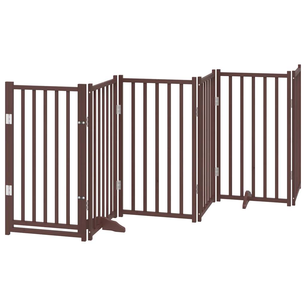 Vidaxl puerta para perros plegable 15 paneles 750 cm madera de álamo marrón