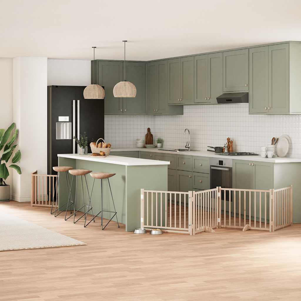 Vidaxx puerta plegable para perros con puerta 8 paneles 640 cm madera de álamo