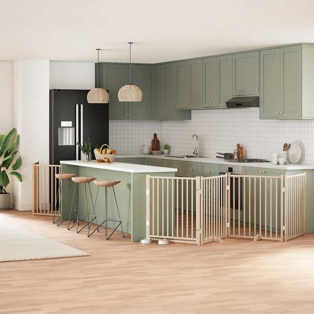 Vidaxx puerta plegable para perros con puerta 8 paneles 640 cm madera de álamo