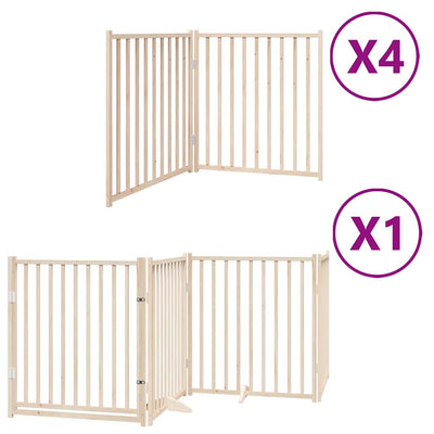 Cancello per cani pieghevole Vidaxx con porta 12 pannelli 960 cm in legno di pioppo