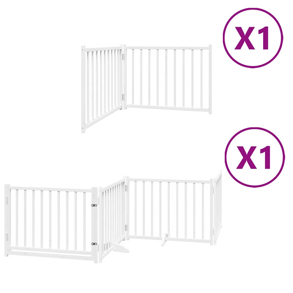 Cancello per cani pieghevole Vidaxx con porta 6 pannelli 480 cm in legno di pioppo bianco