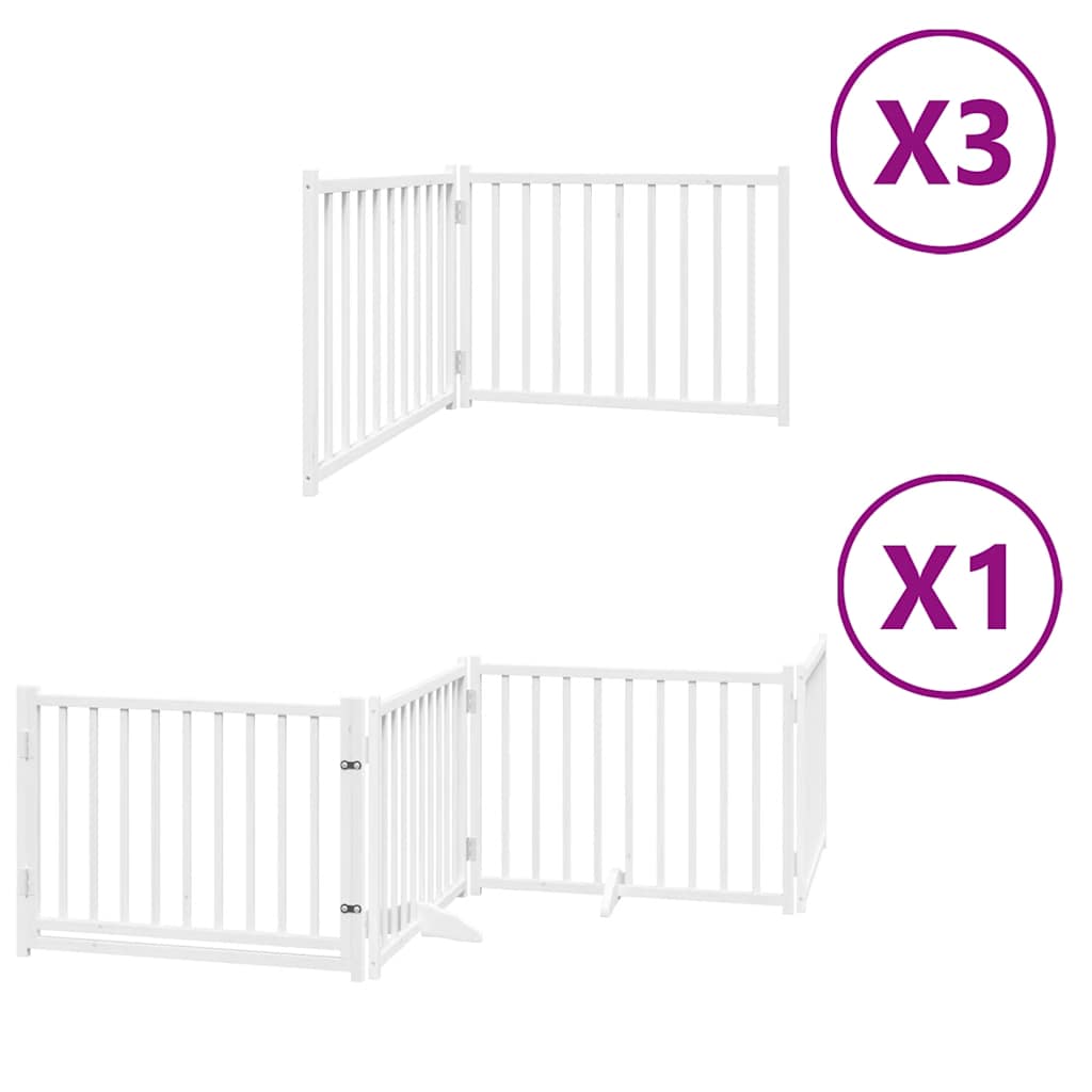 Cancello per cani pieghevole Vidaxx con porta 10 pannelli 800 cm in legno di pioppo bianco