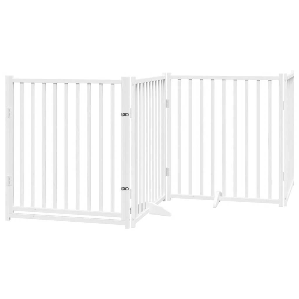 Vidaxx puerta para perros plegable con puerta 8 paneles 640 cm madera de álamo blanco