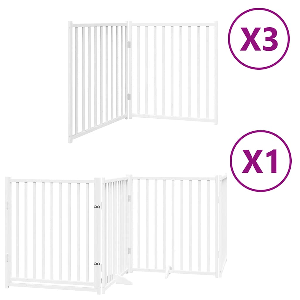 Cancello per cani pieghevole Vidaxx con porta 10 pannelli 800 cm in legno di pioppo bianco