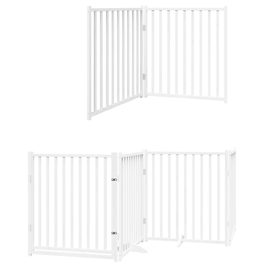 Cancello per cani pieghevole Vidaxx con porta 10 pannelli 800 cm in legno di pioppo bianco