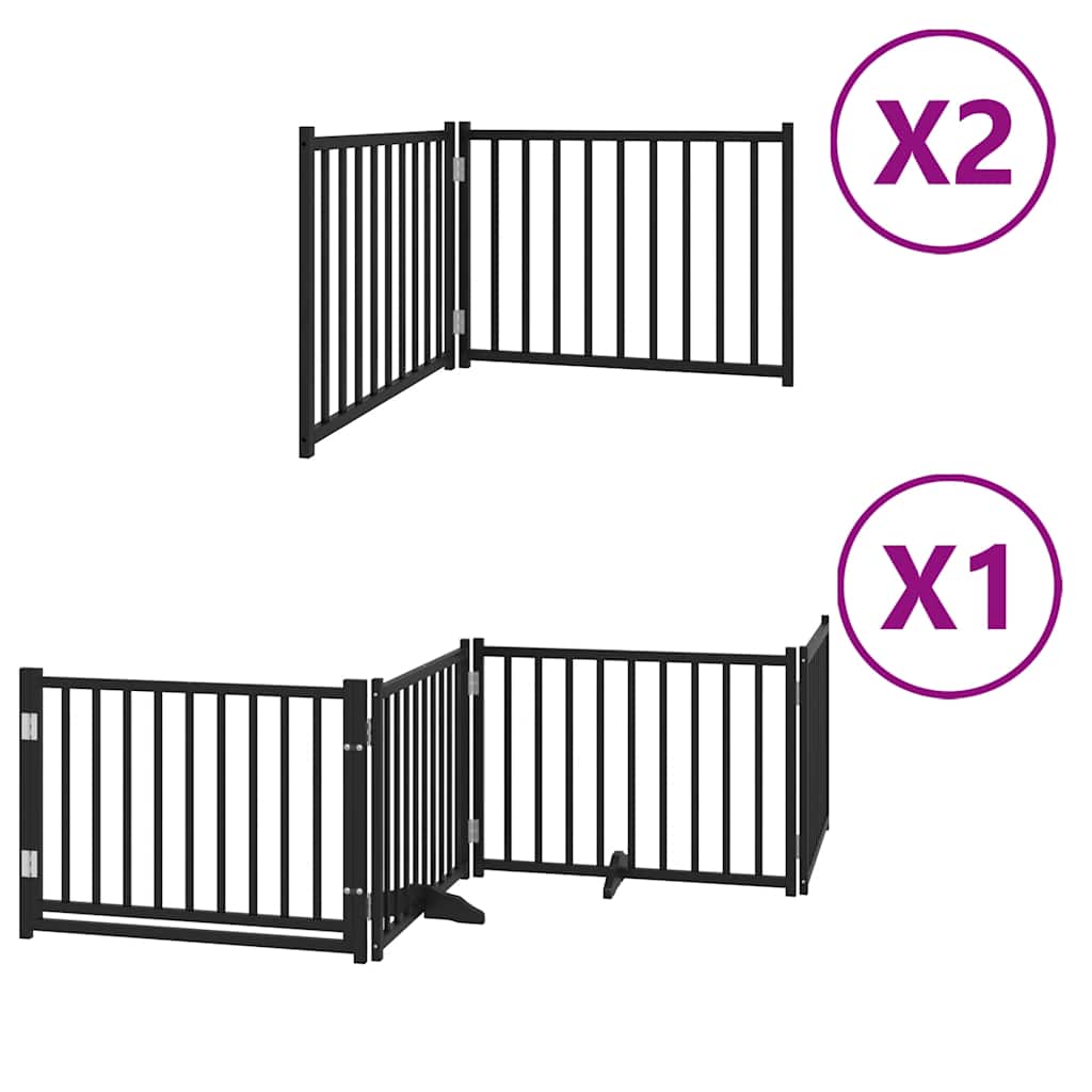 Vidaxx puerta para perros plegable 8 paneles 640 cm madera de álamo negro