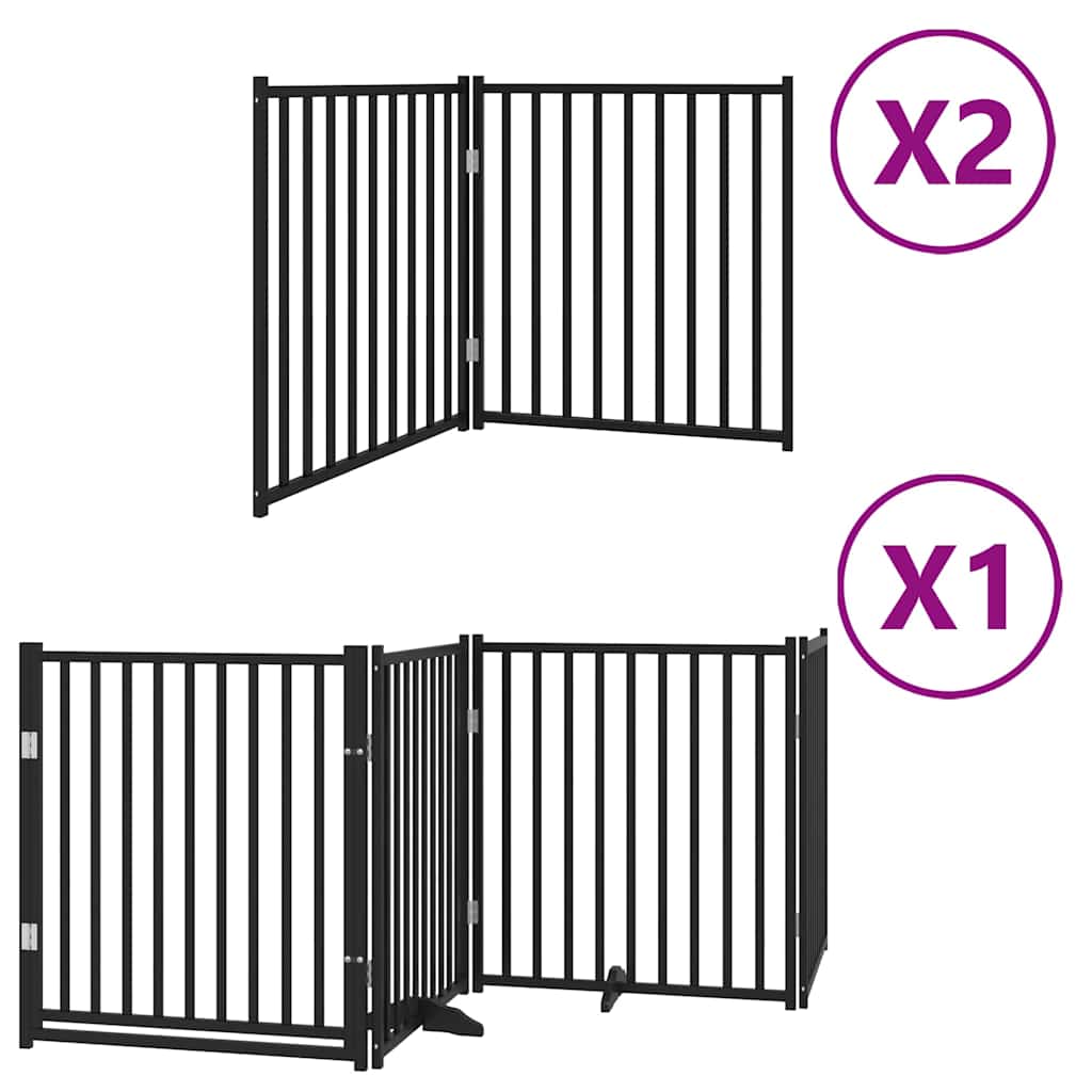 Vidaxx puerta para perros plegable 8 paneles 640 cm madera de álamo negro