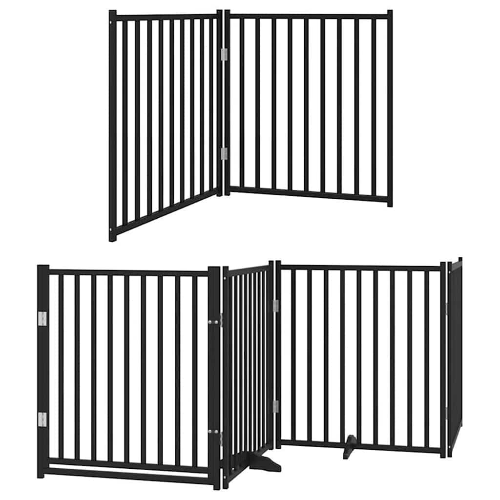 Vidaxx puerta para perros plegable 8 paneles 640 cm madera de álamo negro