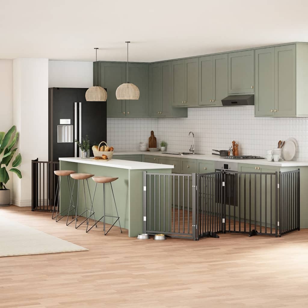Vidaxx puerta para perros plegable 12 paneles 960 cm madera de álamo negro