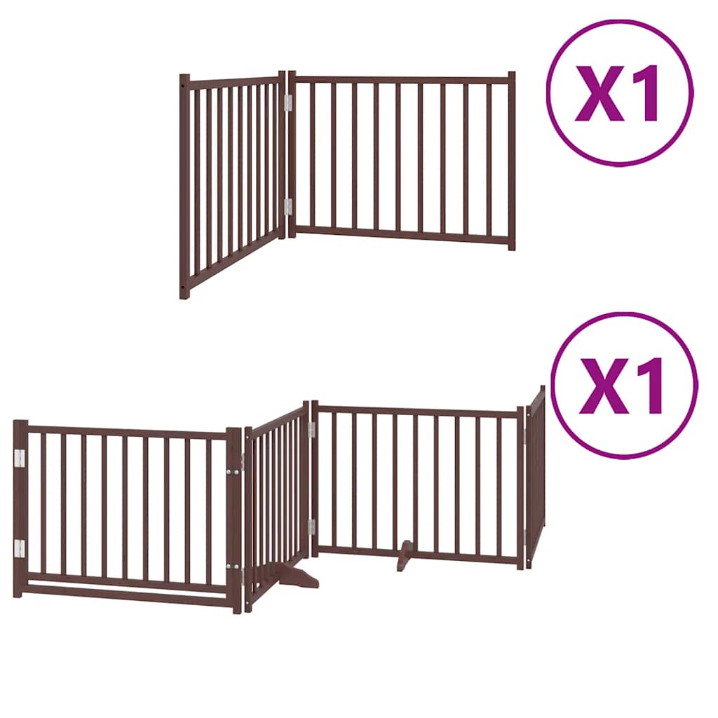 Vidaxl puerta para perros plegable 6 paneles 480 cm madera de álamo marrón