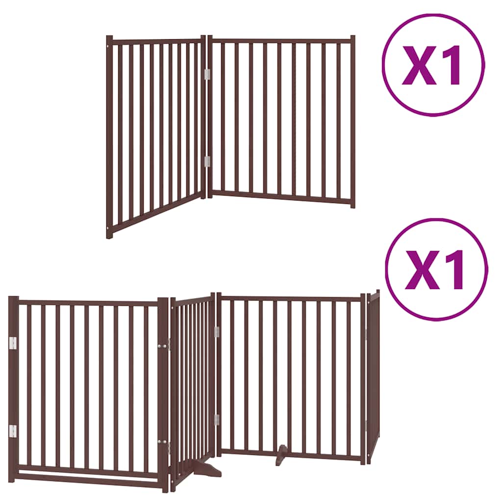 Cancello per cani pieghevole Vidaxl 6 pannelli 480 cm in legno di pioppo marrone
