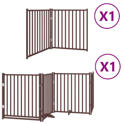 Vidaxl puerta para perros plegable 6 paneles 480 cm madera de álamo marrón