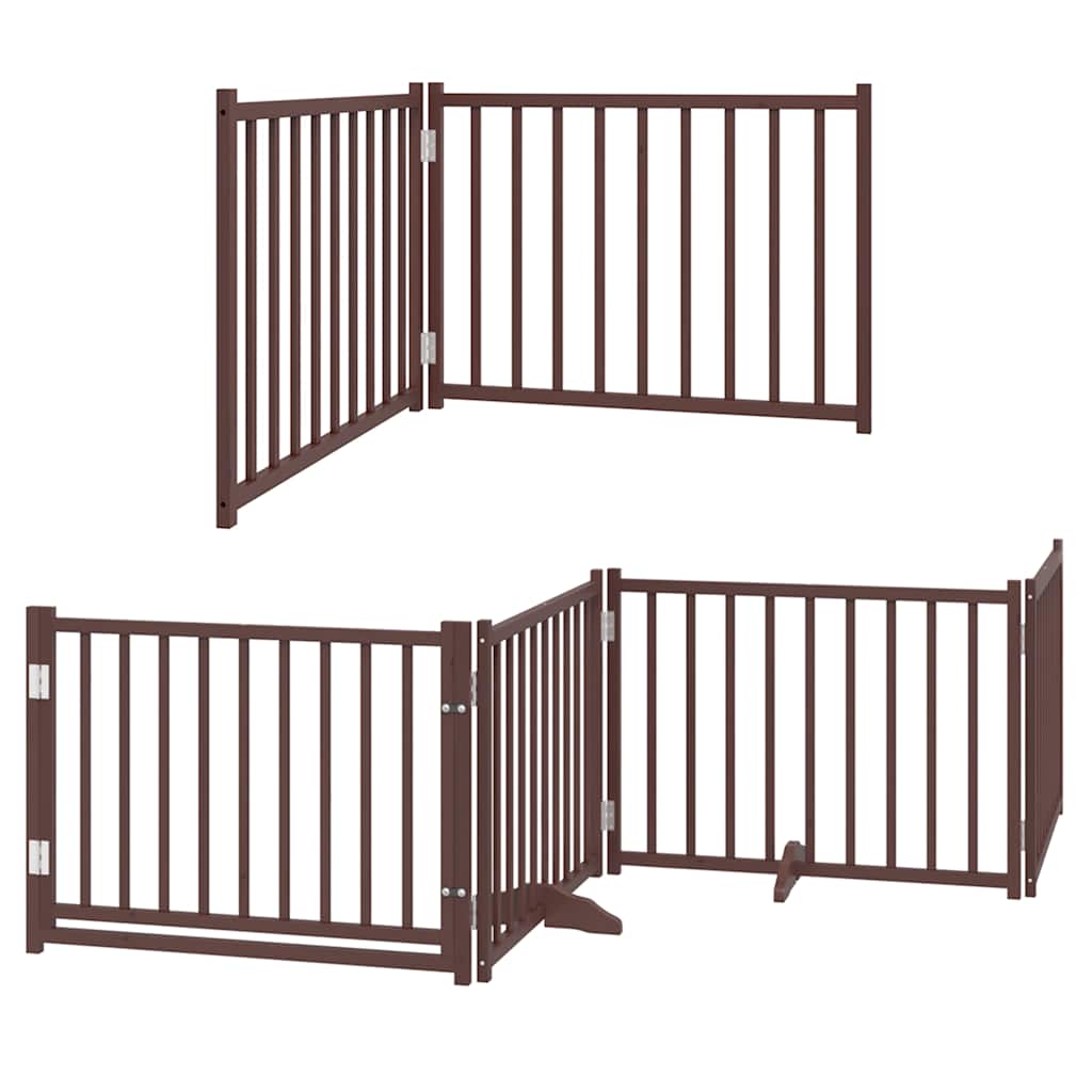 Vidaxl puerta para perros plegable 10 paneles 800 cm madera de álamo marrón
