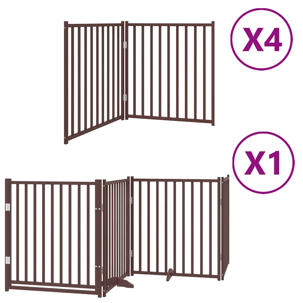 Vidaxl puerta para perros plegable 12 paneles 960 cm madera de álamo marrón