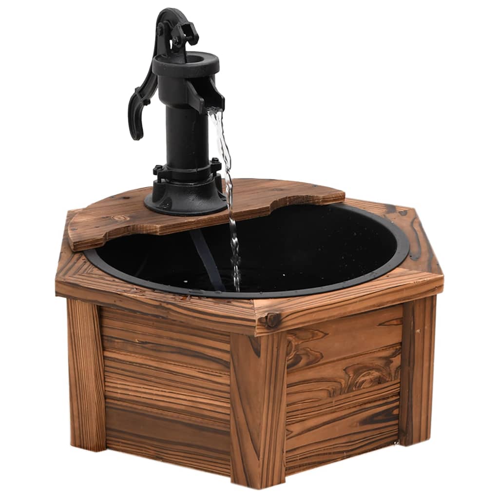 Fontana d'acqua Vidaxl con pompa 57x57x53 cm Pineo solido