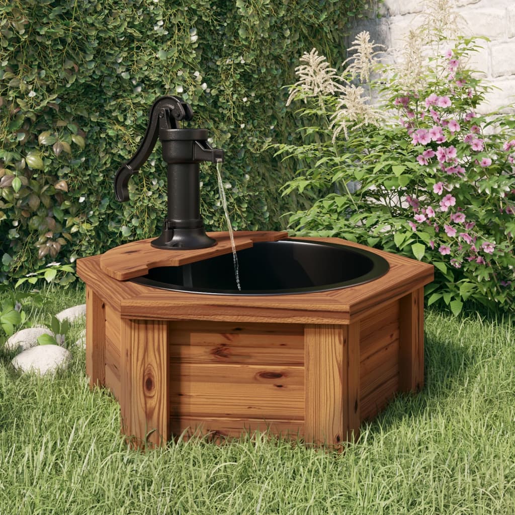 Fontana d'acqua Vidaxl con pompa 57x57x53 cm Pineo solido