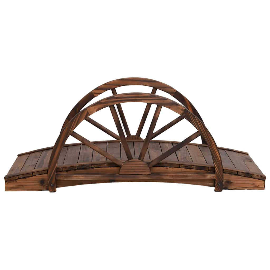 Puente de jardín Vidaxl con media rueda 99x50x38 cm de pino sólido