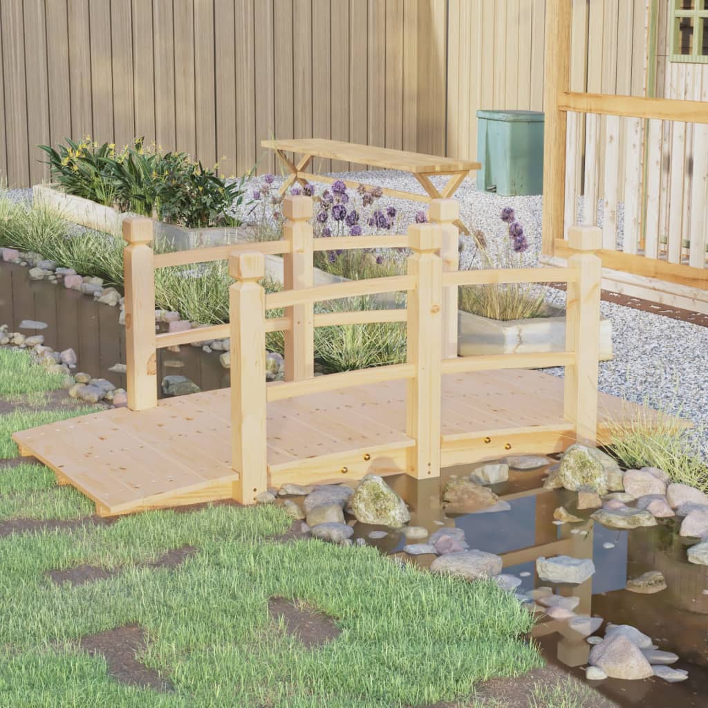Vidaxl Garden Bridge con corrimano 150x67x56 cm Pineo solido
