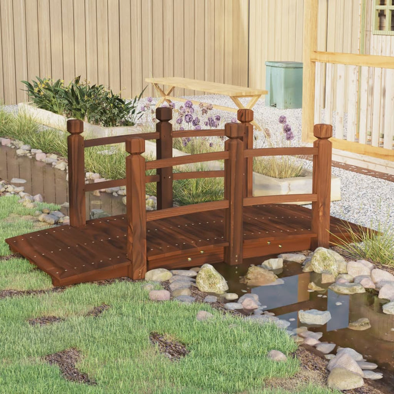 Vidaxl Garden Bridge con corrimano 150x67x56 cm Pineo solido